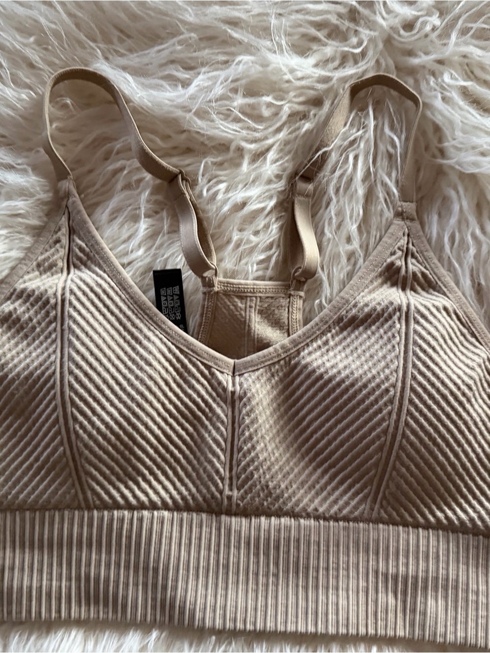 PINK Victoria's Secret Ribbed Seamless Bralette in Beige